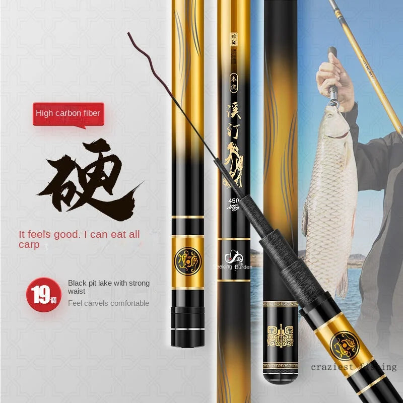 Telescopic Carbon Fiber Rod Stream Fishing Rod Pole Carp Cane Pike Spinning for Fishing Tackle Set Rockfishing Kit Reel