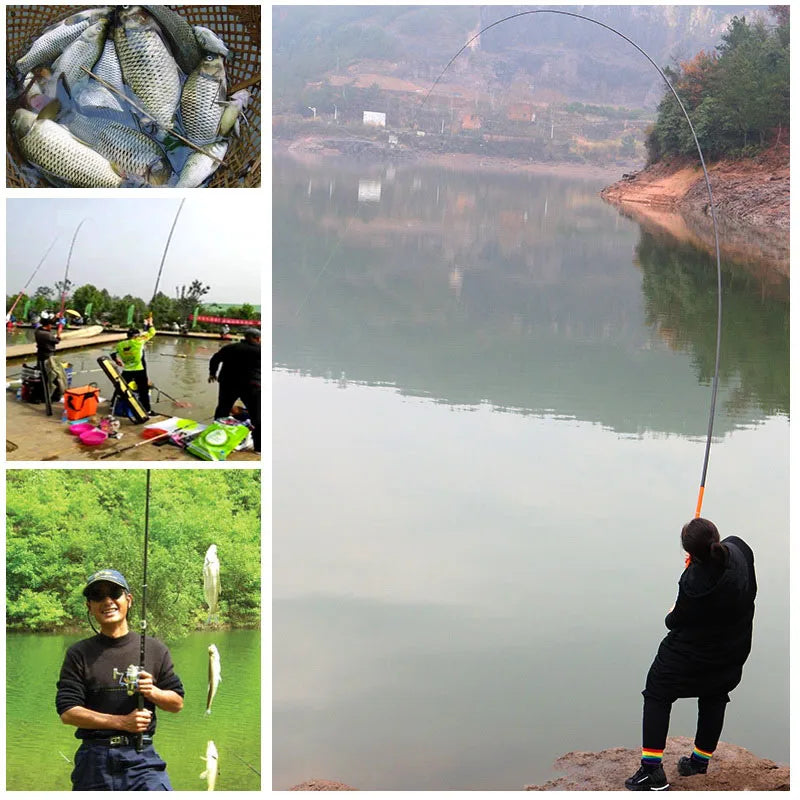 PAZA Telescopic Fishing Rod Carbon Fiber Stream  Superhard Hand Durable  Pole Carp Pesca 3.6M 4.5M 5.4M 6.3M 7.2M