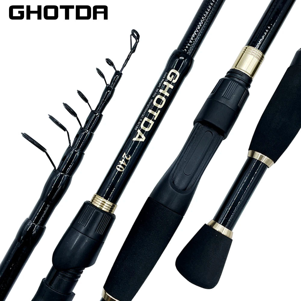 GHOTDA Fishing Rod Combo 1.8-2.4M Lure Telescopic Fishing Rod and 5.2:1 High Speed Gear Ratio Spinning Reel Fishing Tackle Pesca