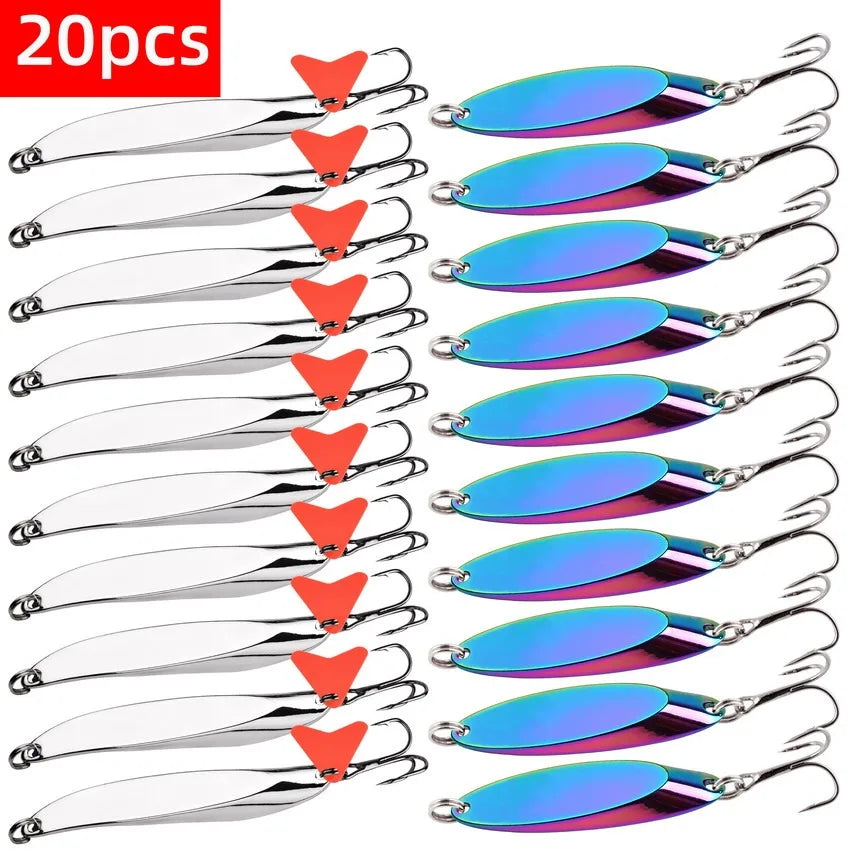 20Pcs Metal Spinner Spoon Trout Fishing Lure Hard Bait Sequins Noise Paillette Artificial Bait Small Hard Sequins Spinner