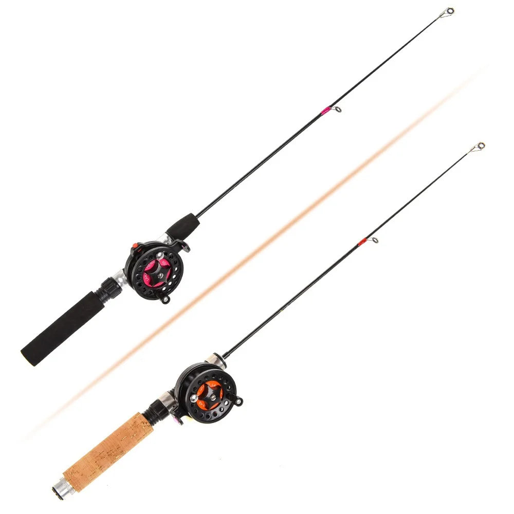 1pc Mini Telescopic Ice Fishing Rod or Ice Fishing Rod with Reel Combo Set Portable Fiberglass Fiber Fish Pole Pesca Tackle Tool