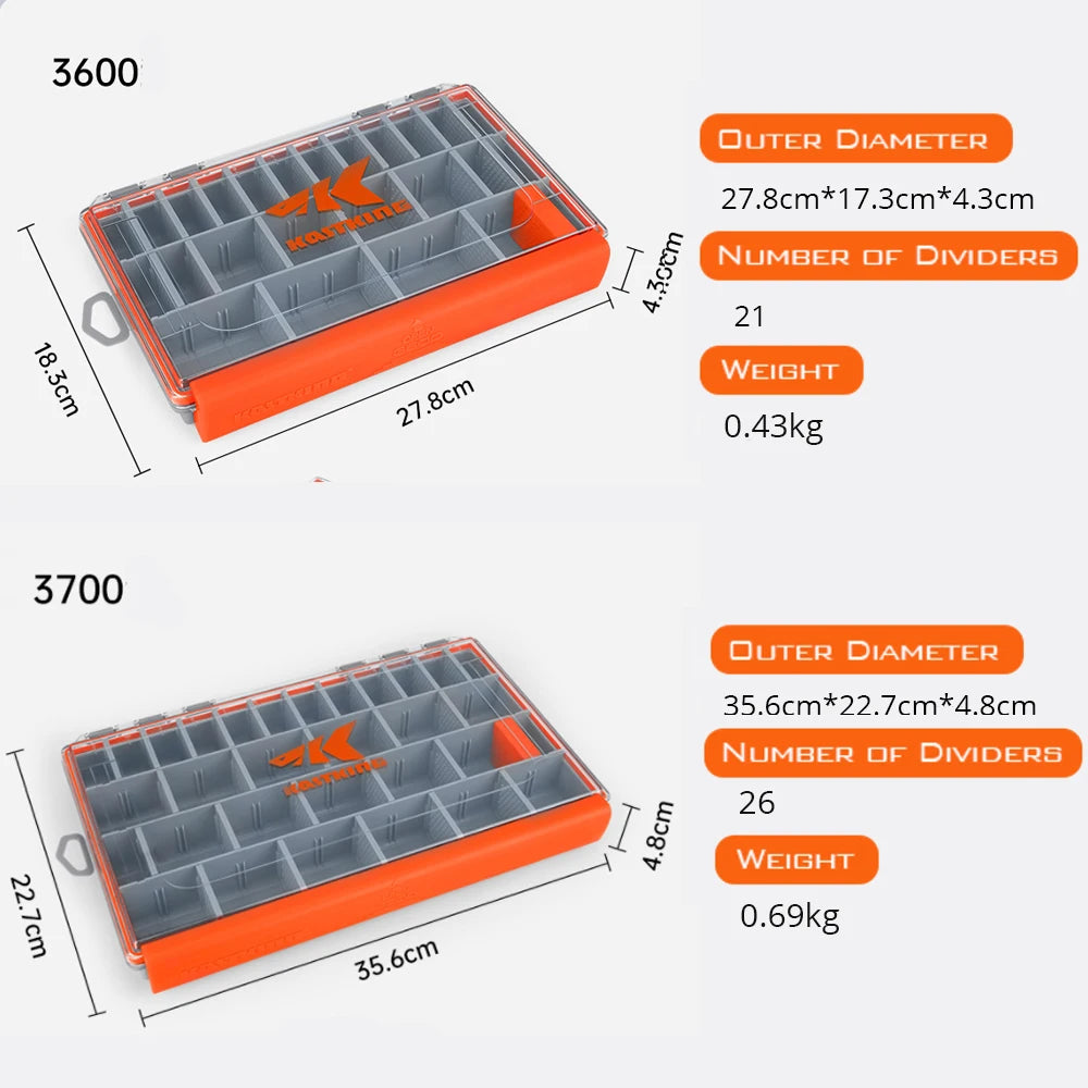 KastKing HyperSeal Waterproof Fishing Tackle Box 3600 and 3700 Tackle Trays Organizer with Removable Dividers Lure Box