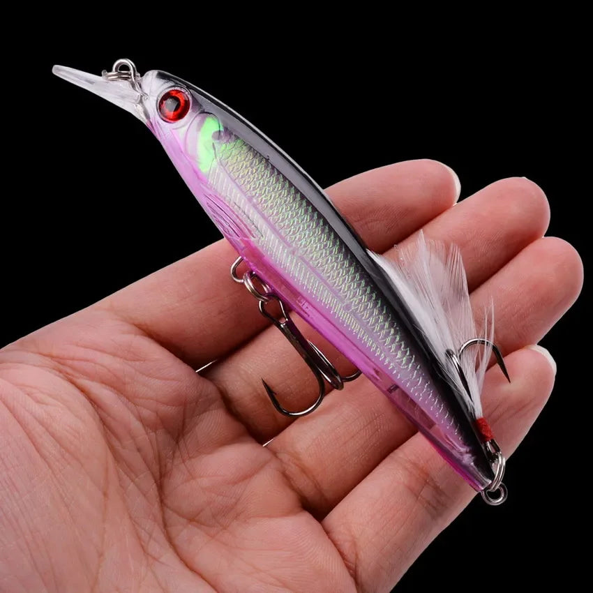 1PC Laser Minnow Fishing Lure 11CM 13G pesca hooks fish wobbler tackle crankbait artificial japan hard bait swimbait