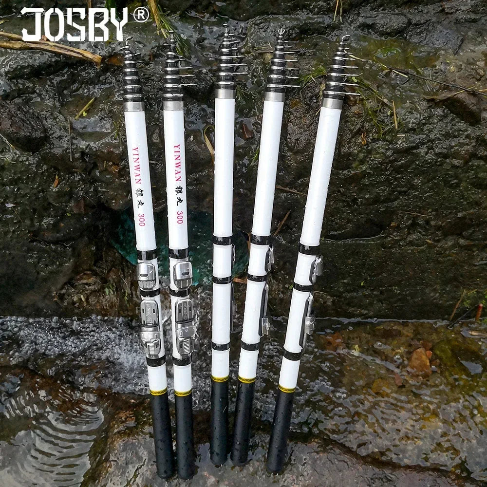 JOSBY Carbon Fiber Spinning Fishing Rod Telescopic Mini Pole 3M 2.7M 2.4M 2.1M 1.8M 1.5M Fish Gear Tackle High Quality