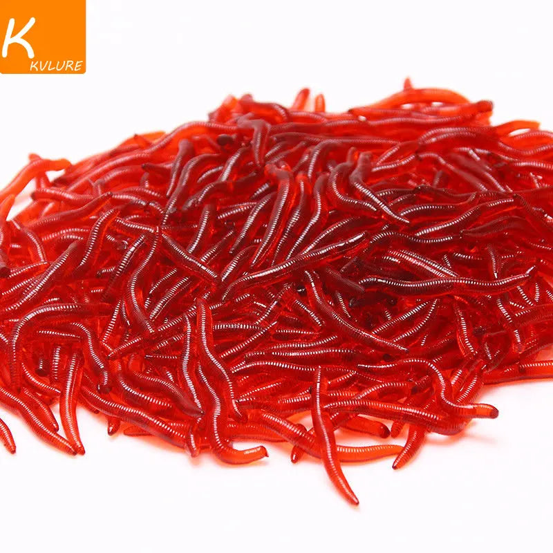 50 or 100pcs Lifelike Fishy Smell Red Worms Soft Bait Simulation Earthworm Carp Bass Fishing Lures Artificial Silicone Pesca