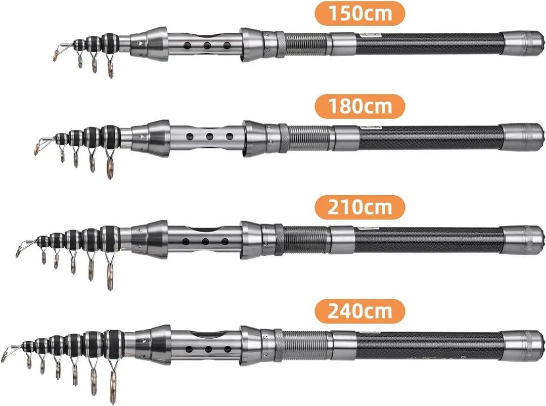 Fishing Pole Combo Set 1.5/1.8/2.1/2.4m Rod Reel Telescopic Fishing Rod Carbon Fiber Spinning Reels Fishing Set with